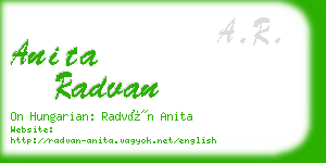 anita radvan business card